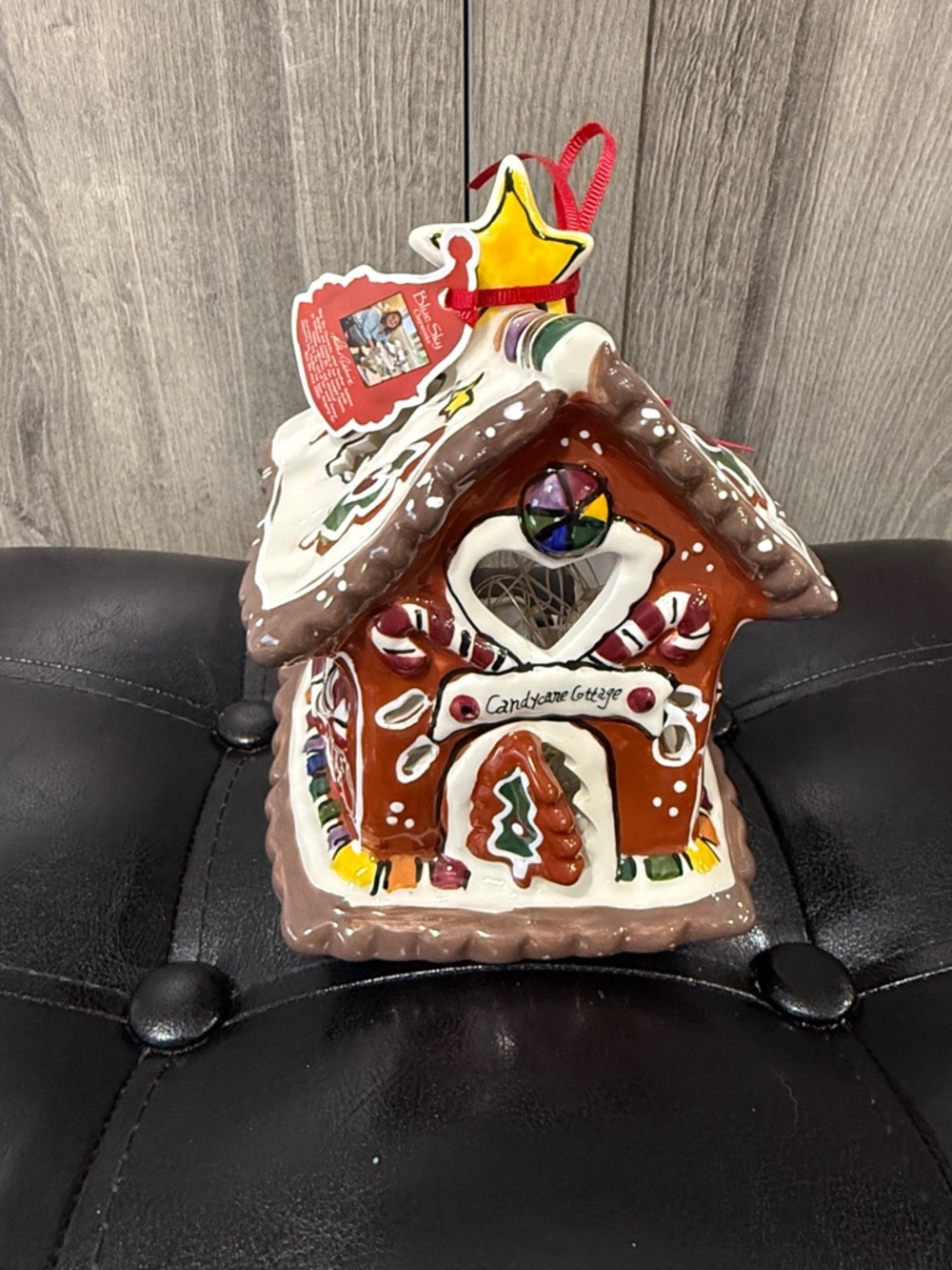 Blue Sky Clayworks Candy Cane Cottage 2009 Candle House By Heather Goldminc